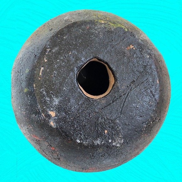 Vtg Peruvian Folk Art Pottery Figurine Chulucanas 10” Black Multicolor Overwash - Picture 7 of 11